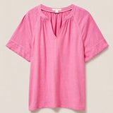 White Stuff Cora Linen Top Bright Pink