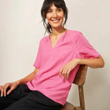 White Stuff Cora Linen Top Bright Pink