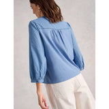 White Stuff Daisy Dobby Mix Top In Blue