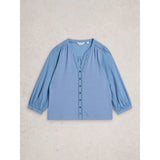 White Stuff Daisy Dobby Mix Top In Blue
