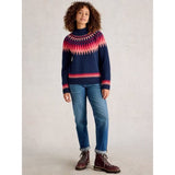 White Stuff Fiona Fairisle Jumper In Navy Multi