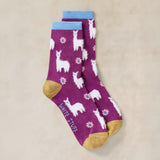 White Stuff Fluffy Llama Ankle Sock In Purple