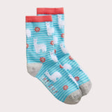 White Stuff Fluffy Llama Print Ankle Sock In Blue