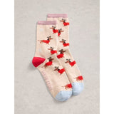 White Stuff Fluffy Print Ankle Sock In Natural