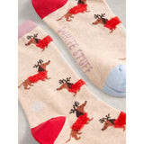 White Stuff Fluffy Print Ankle Sock In Natural