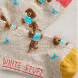 White Stuff Fluffy Sausage Print Ankle Sock In Grey Multi