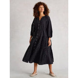 White Stuff Gina Midi Dress In Black Multi