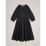 White Stuff Gina Midi Dress In Black Multi