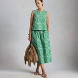 White Stuff Hallie Embroidered Midi Skirt In Green