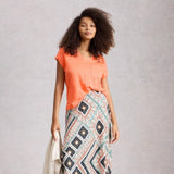 White Stuff Iris Linen Tee In Mid Coral