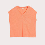 White Stuff Iris Linen Tee In Mid Coral