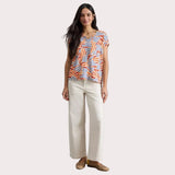White Stuff Iris Linen Tee In Natural Multi