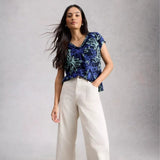 White Stuff Iris Linen Tee Navy