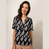 White Stuff June Linen Top In Black