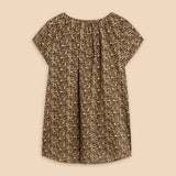 White Stuff Keri Cotton Organic Top in Black Print