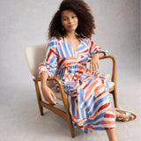 White Stuff Lucy Linen Blend Midi Dress In Multi