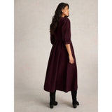 White Stuff Lucy V Neck Cord Midi Dress In Dark Plum