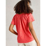 White Stuff Luella Embroidered Top In Coral Multi