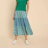 White Stuff Mabel Mixed Print Skirt in Teal Print