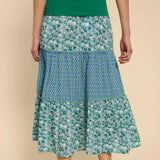 White Stuff Mabel Mixed Print Skirt in Teal Print