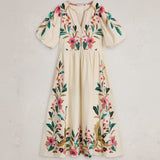 White Stuff Maeve Embroidered Midi Dress In Ivory