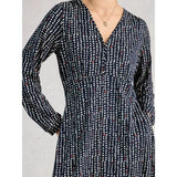 White Stuff Megan Jersey Long Sleeve Midi Dress In Navy Multi