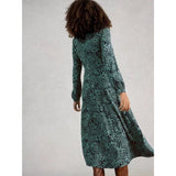 White Stuff Megan Midi Jersey V Neck Dress In Blue Print