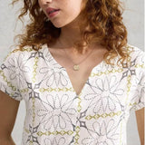 White Stuff Nelly Embroidered T-shirt In White Print