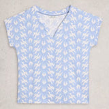 White Stuff Nelly Notch Neck Short Sleeve T-shirt In Blue