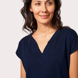 White Stuff Nelly Notch Neck Tee In Dark Navy