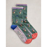 White Stuff Novelty Stripe Ankle Sock In Teal