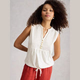 White Stuff Peony Sleeveless Shirt In White