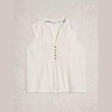 White Stuff Peony Sleeveless Shirt In White