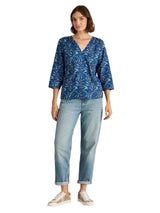 White Stuff Rae Organic Cotton Top In Blue Print