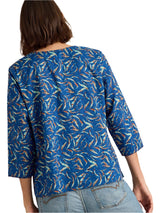 White Stuff Rae Organic Cotton Top In Blue Print