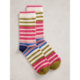 White Stuff Rainbow Stripe Wool Sock In Pink