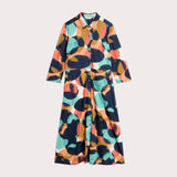 White Stuff Rua Jersey Collared Shirt Dress Midi In Navy Multi