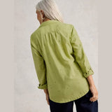 White Stuff Sophie Collared Organic Cotton Long Sleeve Shirt In Green
