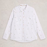 White Stuff Sophie Collared Organic Cotton Long Sleeve Shirt In White