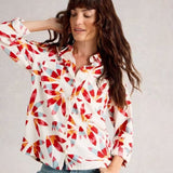 White Stuff Sophie Long Sleeve Organic Cotton Shirt In Ivory Print