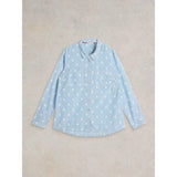 White Stuff Sophie Organic Cotton Long Sleeve Shirt In Blue