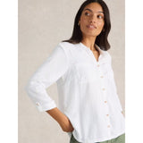White Stuff Sophie Organic Cotton Long Sleeve Shirt In Pale Ivory