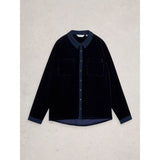 White Stuff Sophie Velvet Shirt In Navy