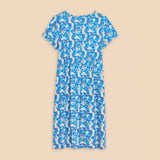 White Stuff Tallie Eco Vero Jersey Dress in Teal Print