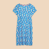 White Stuff Tallie Eco Vero Jersey Dress in Teal Print
