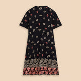 White Stuff Tammy Cotton Printed Jersey Dress in Black Print