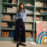 White Stuff Tia Cord Wide Leg Crop In Dark Navy