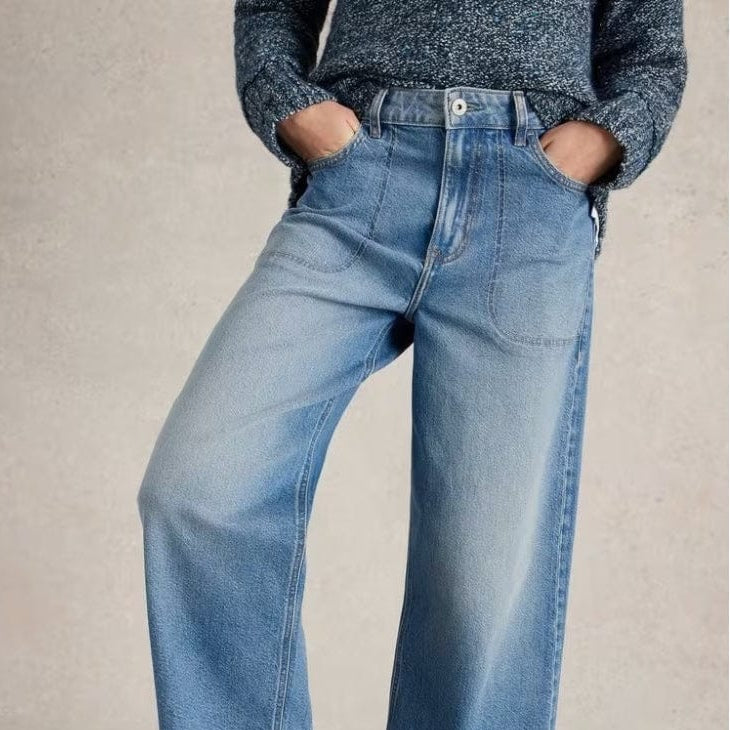 White Stuff Women's Tia Cropped Wide Leg Jean In Mid Denim main image 1