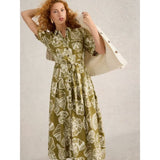 White Stuff Tiff Linen Blend Shirt Dress In Green