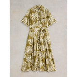 White Stuff Tiff Linen Blend Shirt Dress In Green